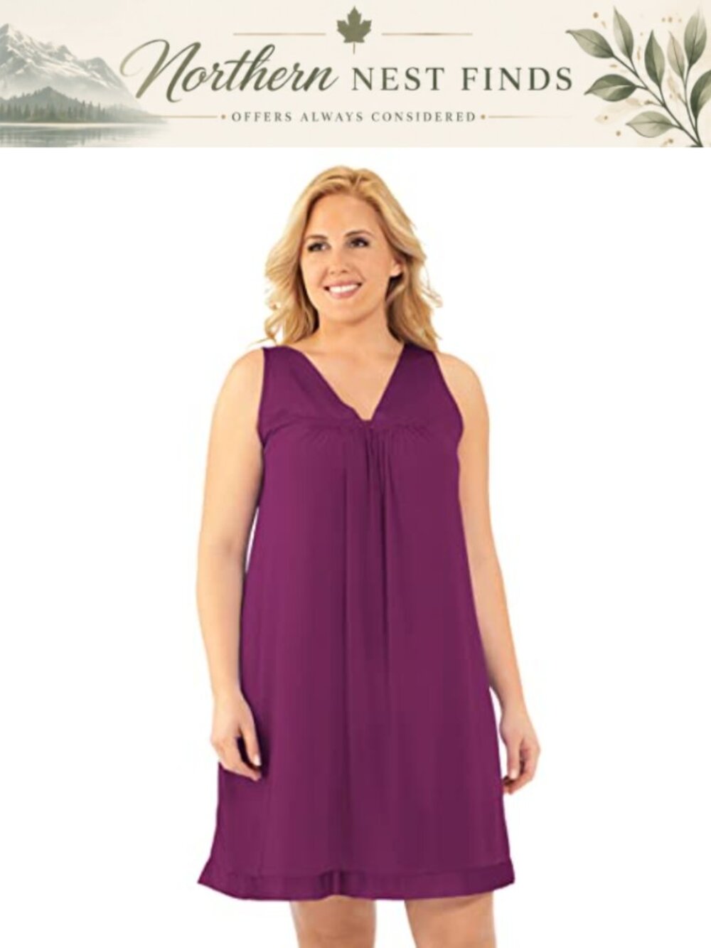 Sleeveless Nightgown Short Sleep Gown V-Neck Pleated Nylon Tricot